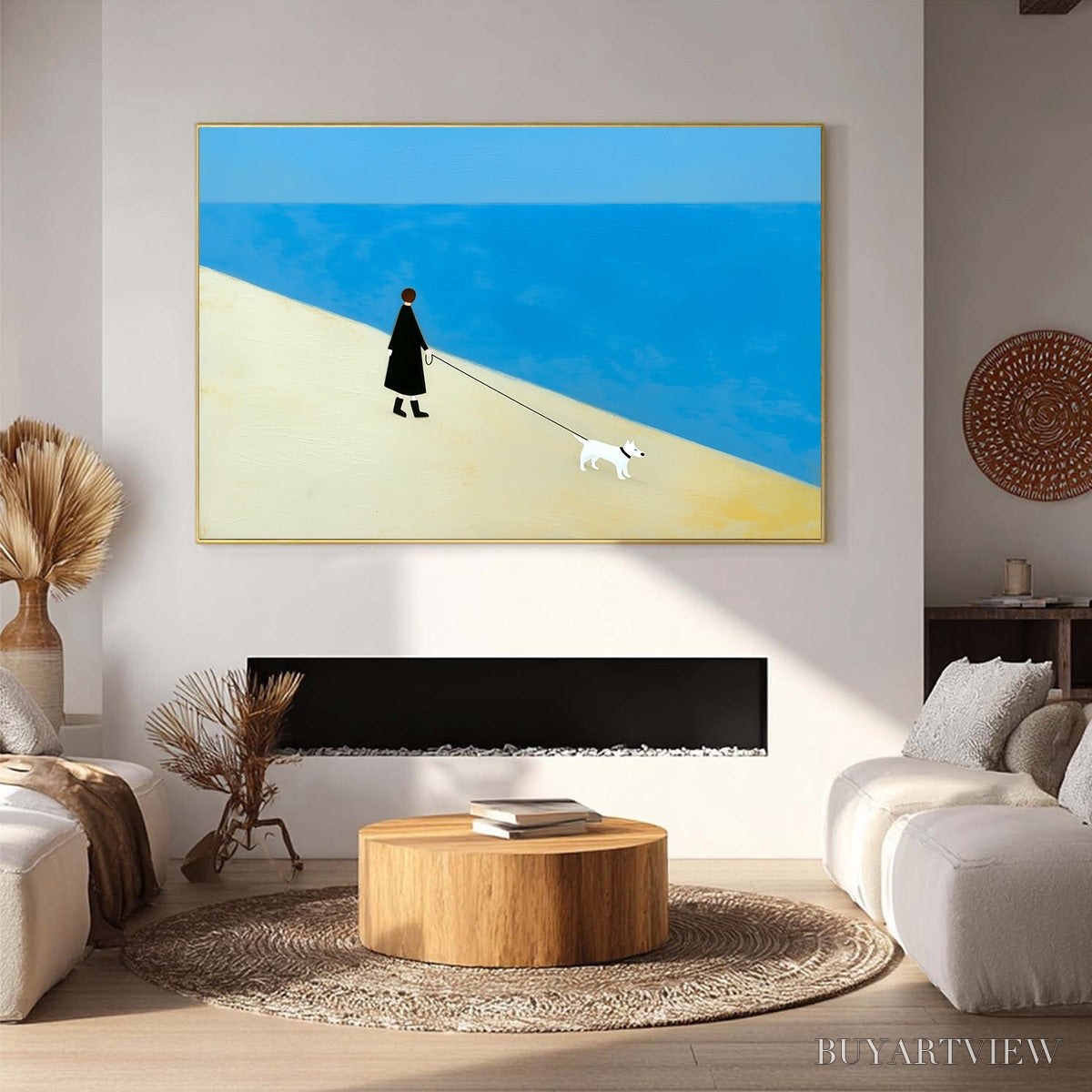 ARTOVITAS Companion – Textured Minimalist Painting of a Seaside Stroll - image 4