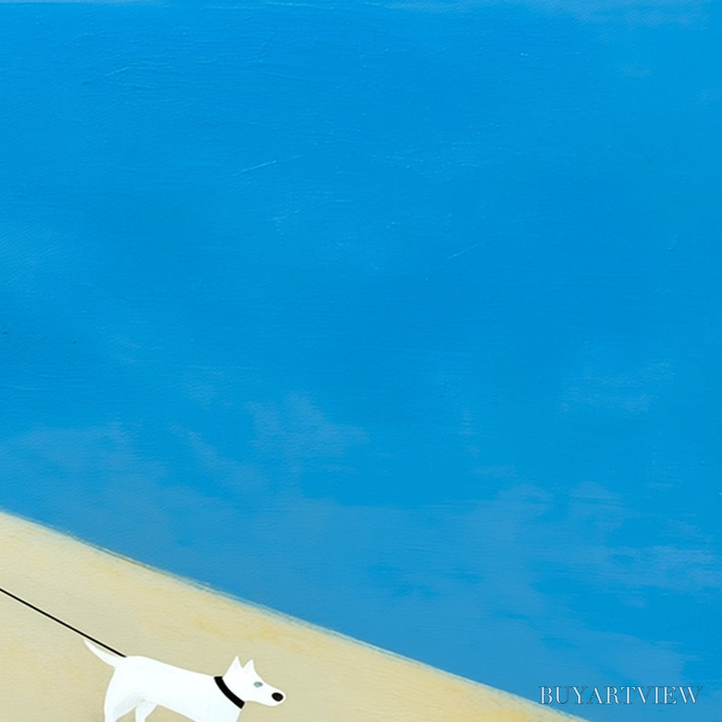 ARTOVITAS Companion – Textured Minimalist Painting of a Seaside Stroll - image 5