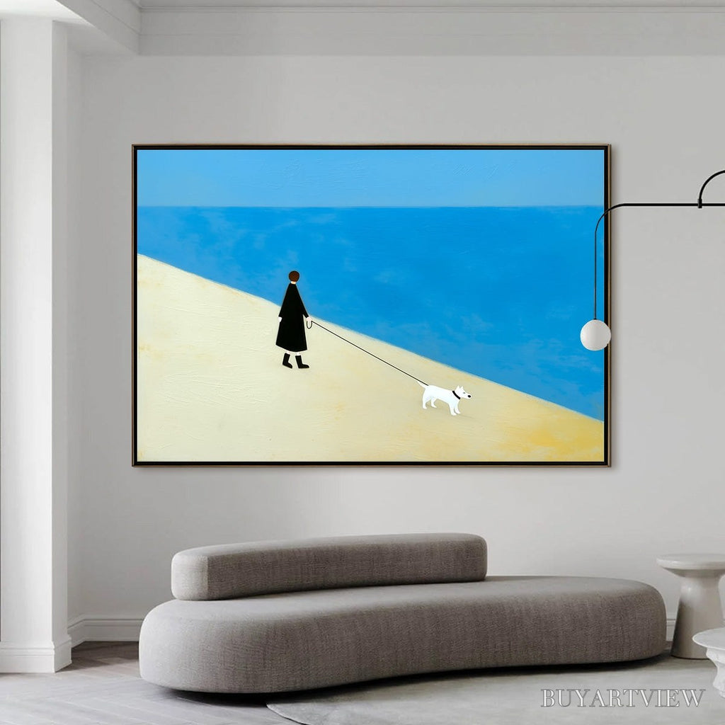 ARTOVITAS Companion – Textured Minimalist Painting of a Seaside Stroll - image 6