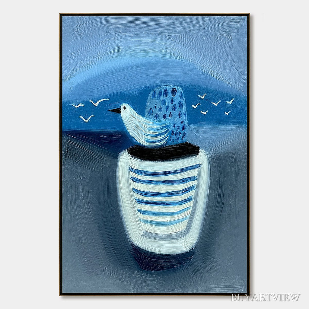 ARTOVITAS Coastal Solitude – Textured Minimalist Seascape Painting of Coastal Contemplation - image 1