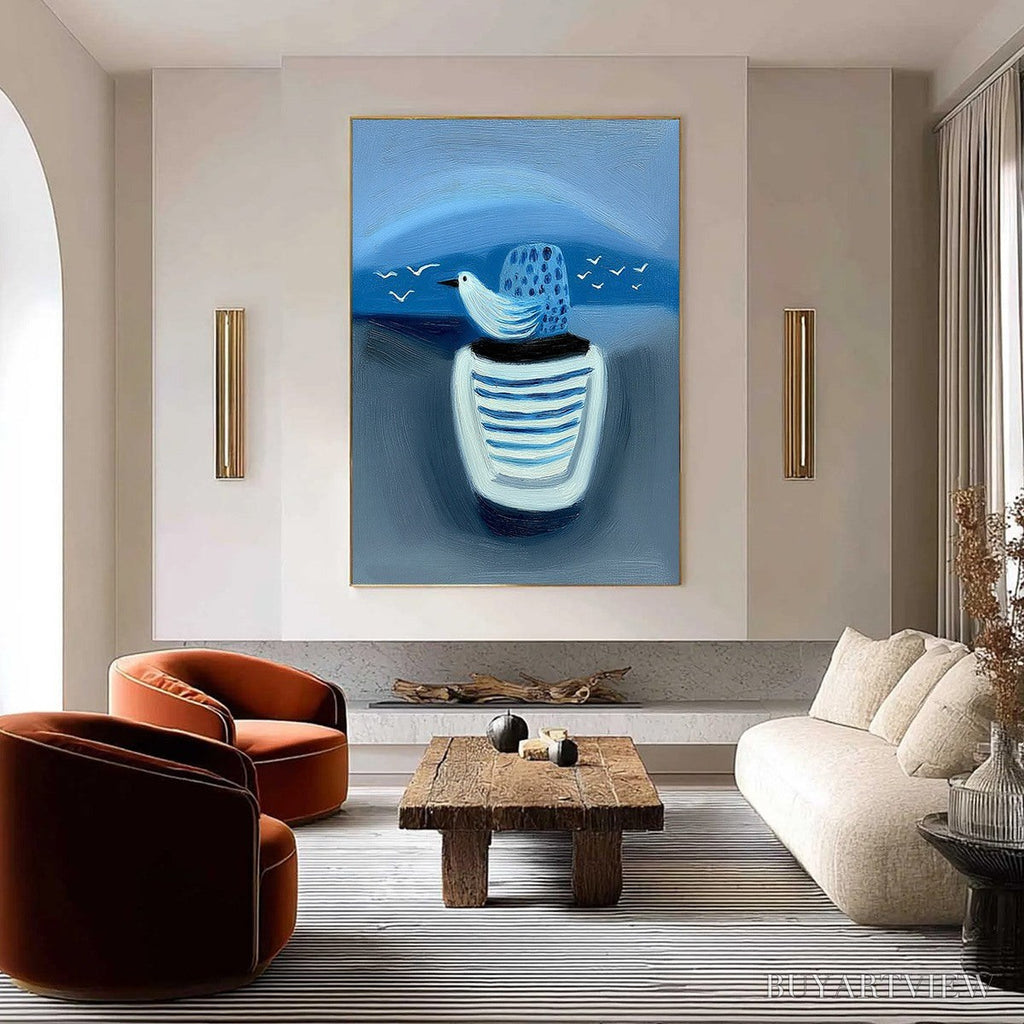 ARTOVITAS Coastal Solitude – Textured Minimalist Seascape Painting of Coastal Contemplation - image 2