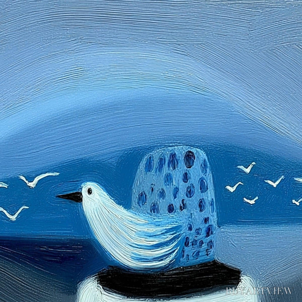 ARTOVITAS Coastal Solitude – Textured Minimalist Seascape Painting of Coastal Contemplation - image 3