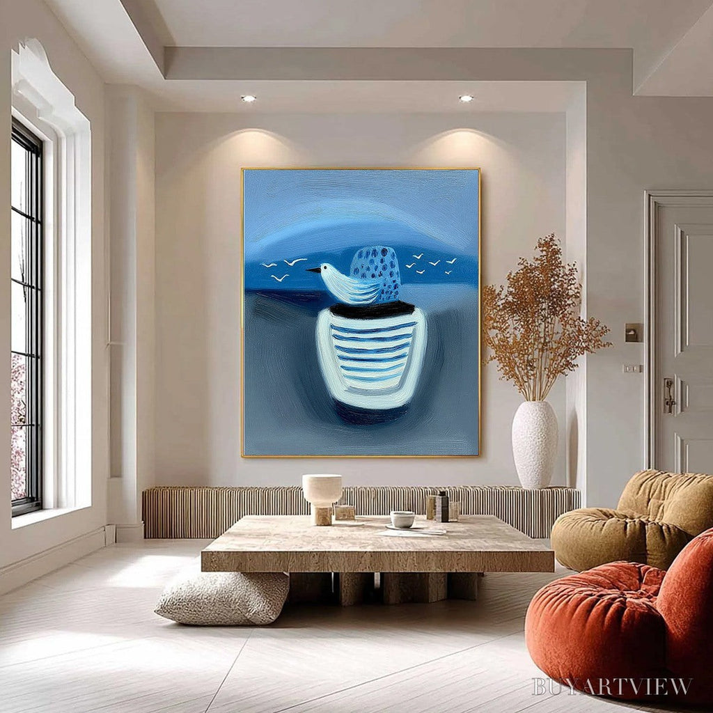ARTOVITAS Coastal Solitude – Textured Minimalist Seascape Painting of Coastal Contemplation - image 6
