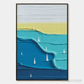 ARTOVITAS Sailboat Serenity – Textured Minimalist Abstract Seascape Painting - image 1