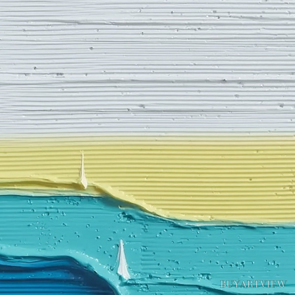 ARTOVITAS Sailboat Serenity – Textured Minimalist Abstract Seascape Painting - image 3