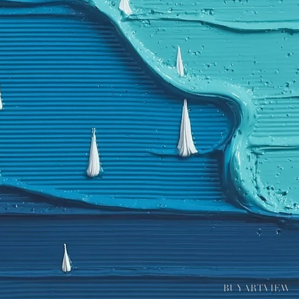 ARTOVITAS Sailboat Serenity – Textured Minimalist Abstract Seascape Painting - image 5