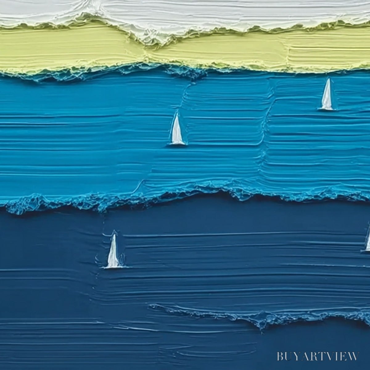 ARTOVITAS Azure Regatta – Textured Vertical Seascape with Sailboats - image 5
