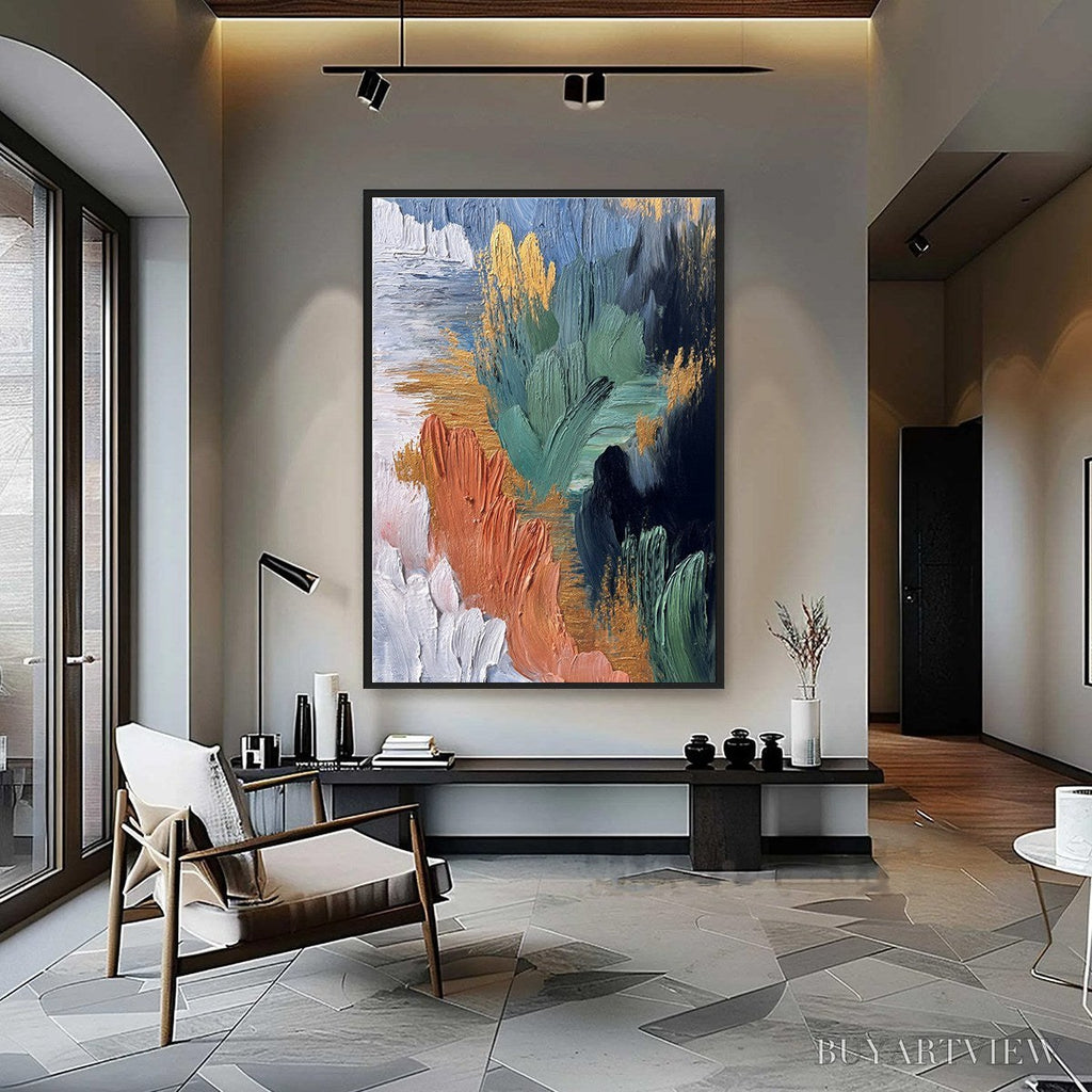 ARTOVITAS Verdant Shore | Textured Abstract Oil Painting with Gold Leaf - image 2