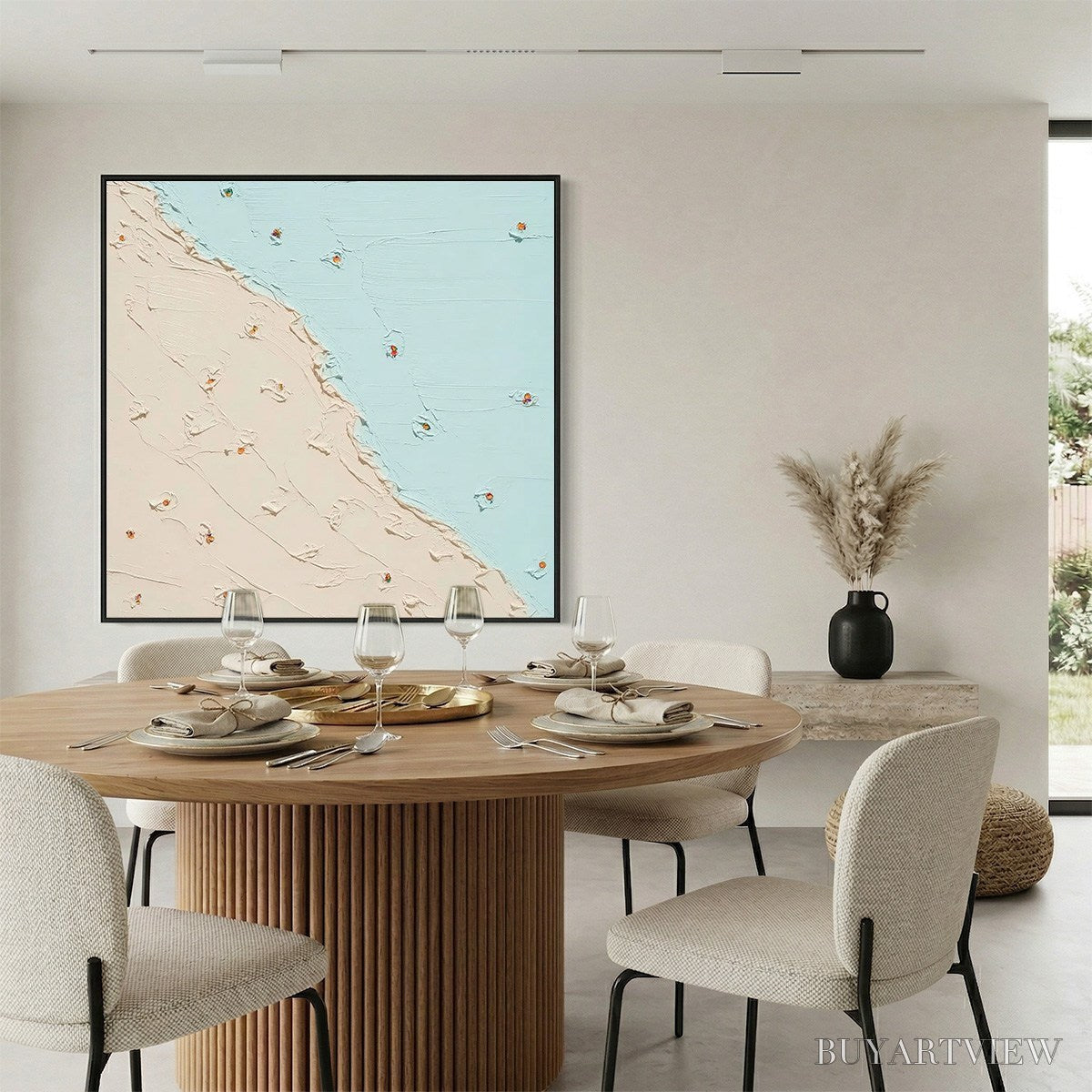 ARTOVITAS Coastal Daydream – Textured Minimalist Abstract Beach Painting - image 4
