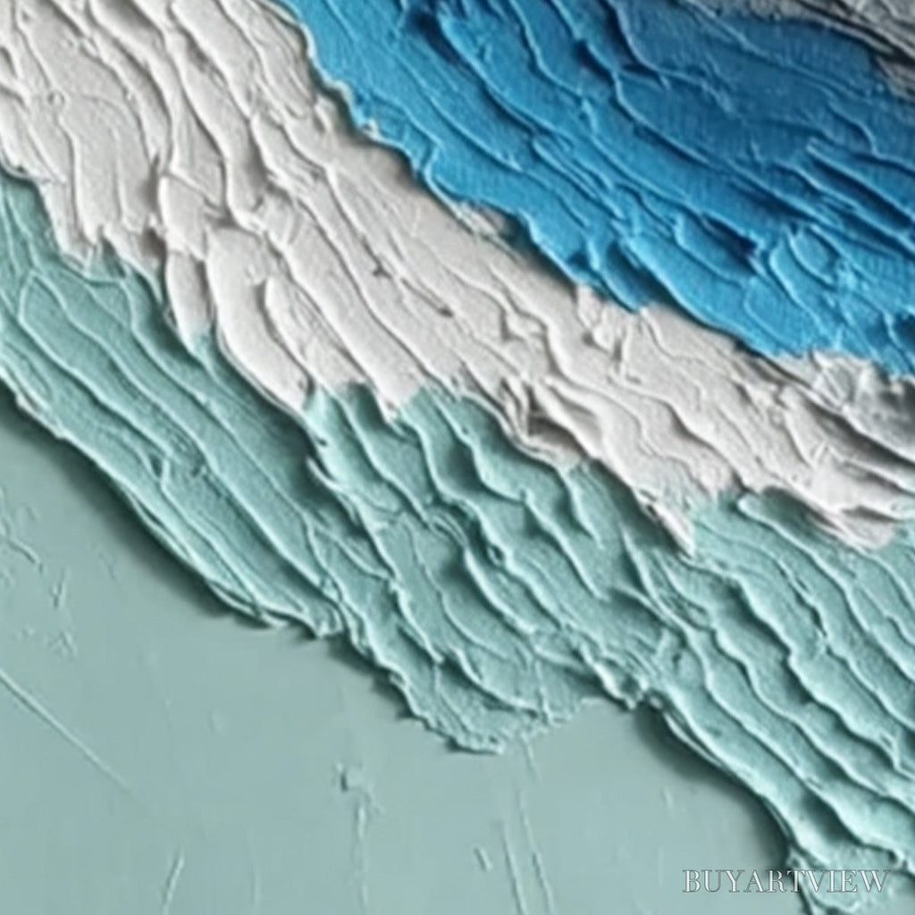 ARTOVITAS Coastal Rhythm – Textured Abstract Triptych of a Serene Seascape - image 3