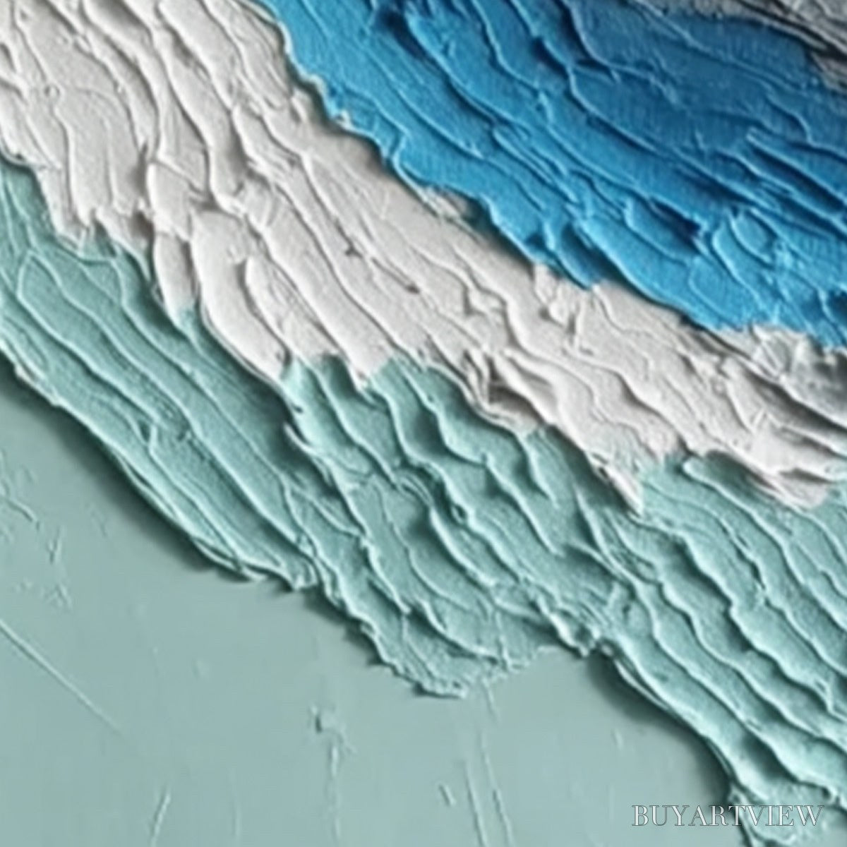 ARTOVITAS Coastal Rhythm – Textured Abstract Triptych of a Serene Seascape - image 3