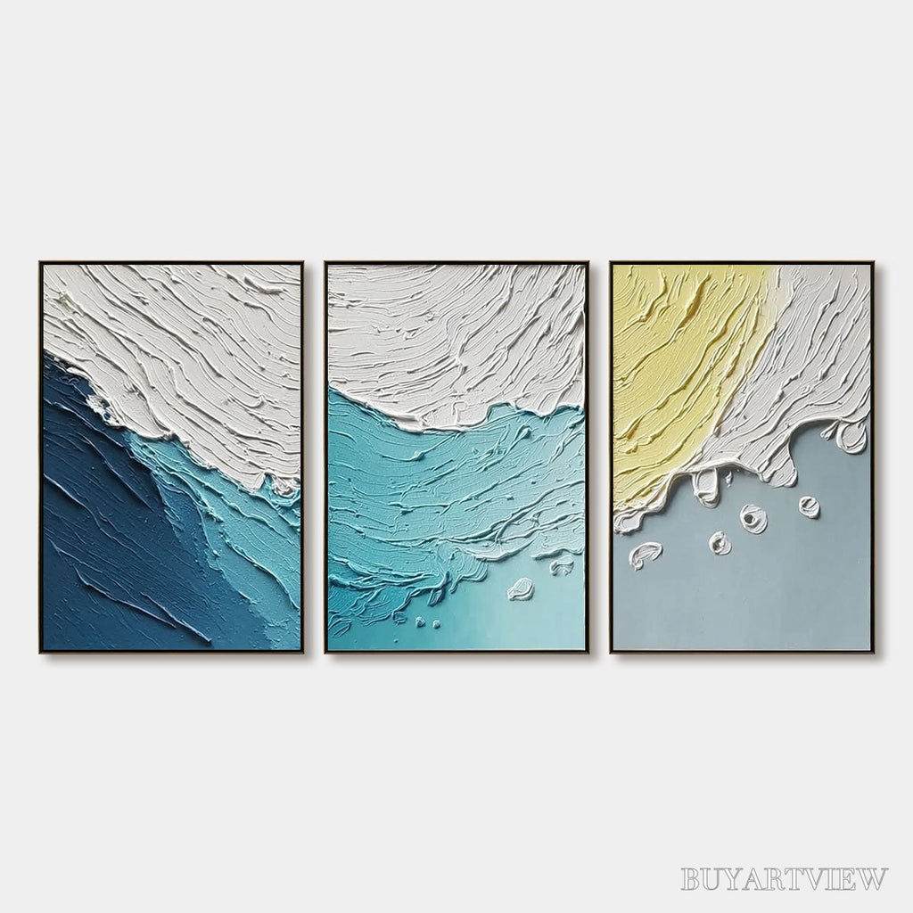 ARTOVITAS Coastal Drift – Textured Abstract Ocean Wave Painting Set - image 1