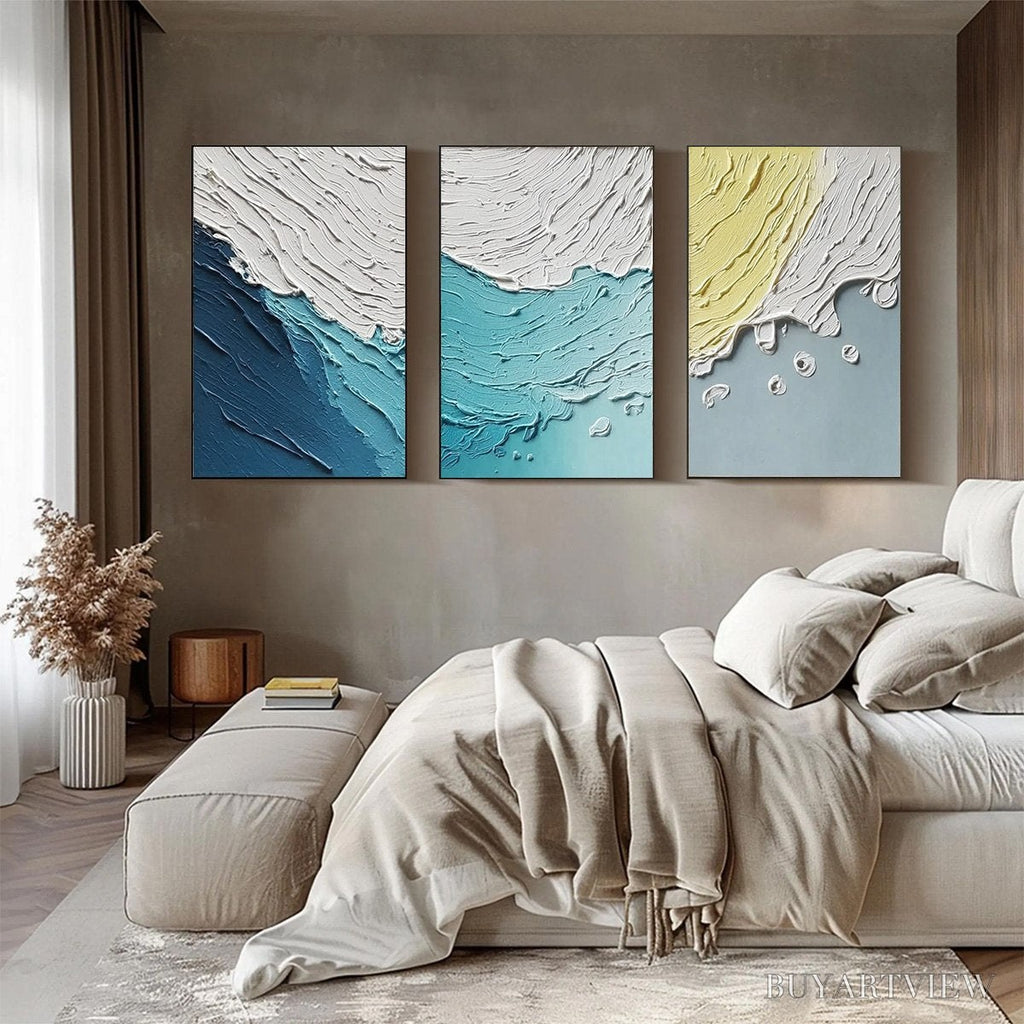 ARTOVITAS Coastal Drift – Textured Abstract Ocean Wave Painting Set - image 2