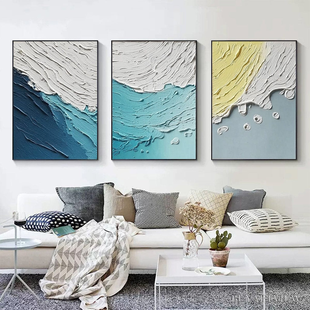 ARTOVITAS Coastal Drift – Textured Abstract Ocean Wave Painting Set - image 6