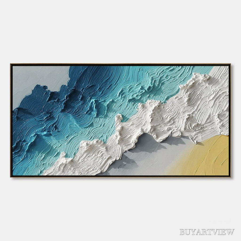 ARTOVITAS Azure Crest – Heavy Texture Abstract Seascape Painting - image 1