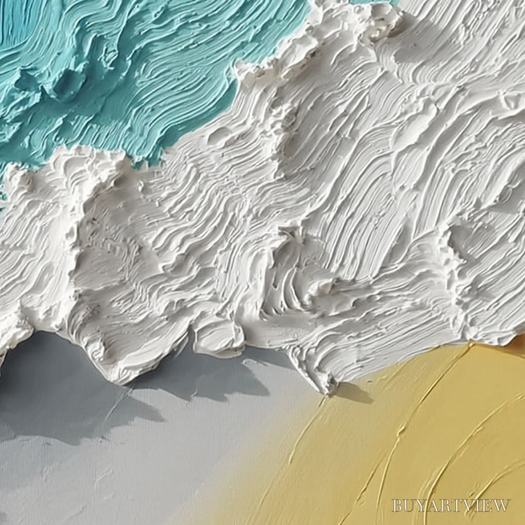 ARTOVITAS Azure Crest – Heavy Texture Abstract Seascape Painting - image 5