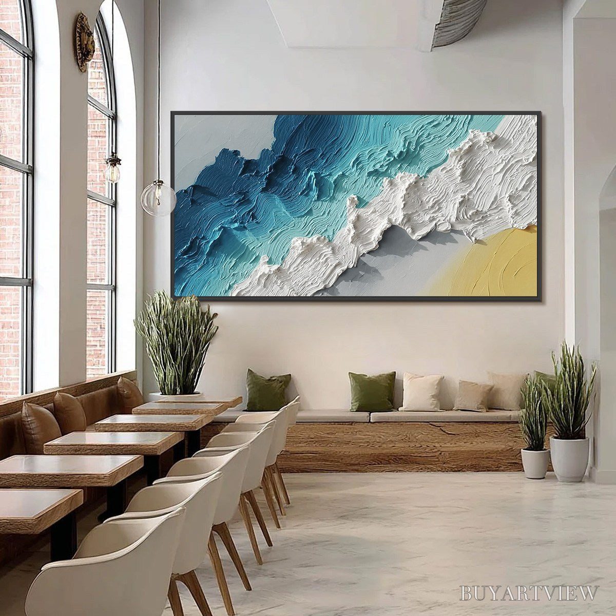 ARTOVITAS Azure Crest – Heavy Texture Abstract Seascape Painting - image 6