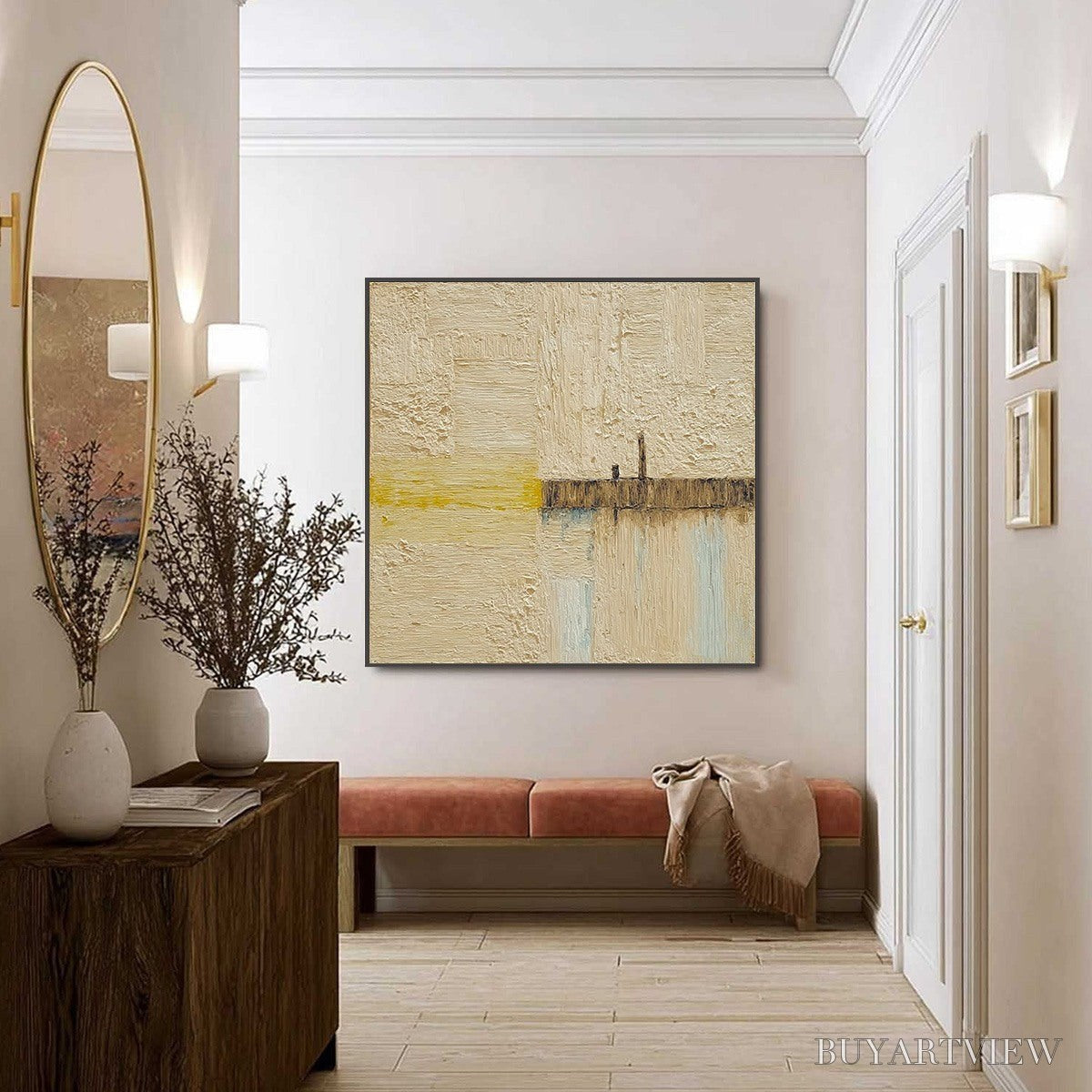 ARTOVITAS Horizon'S Edge – Textured Wabi-Sabi Abstract Seascape Painting - image 2