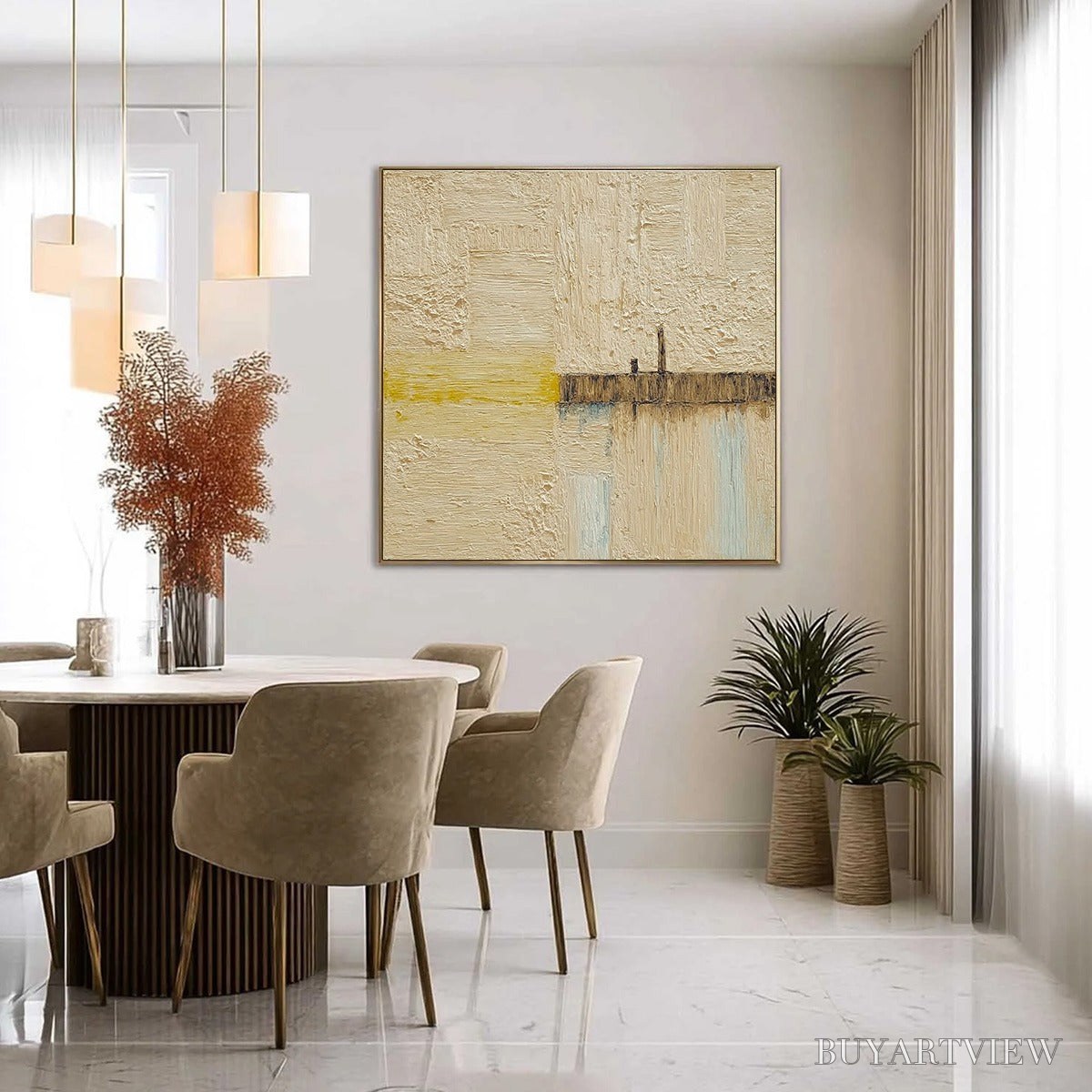 ARTOVITAS Horizon'S Edge – Textured Wabi-Sabi Abstract Seascape Painting - image 4