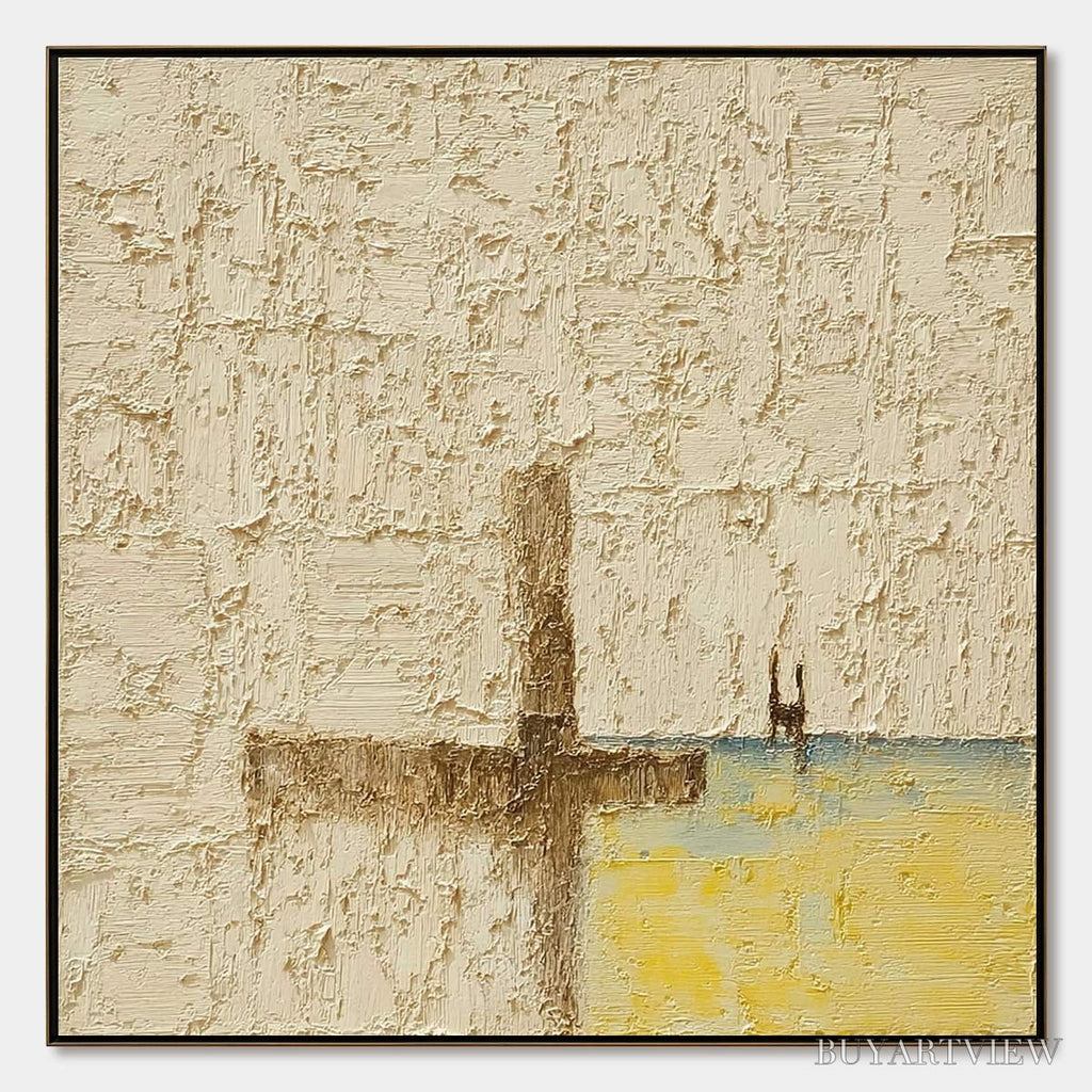 ARTOVITAS Coastal Vespers – Textured Wabi Sabi Abstract Beach Painting - image 1
