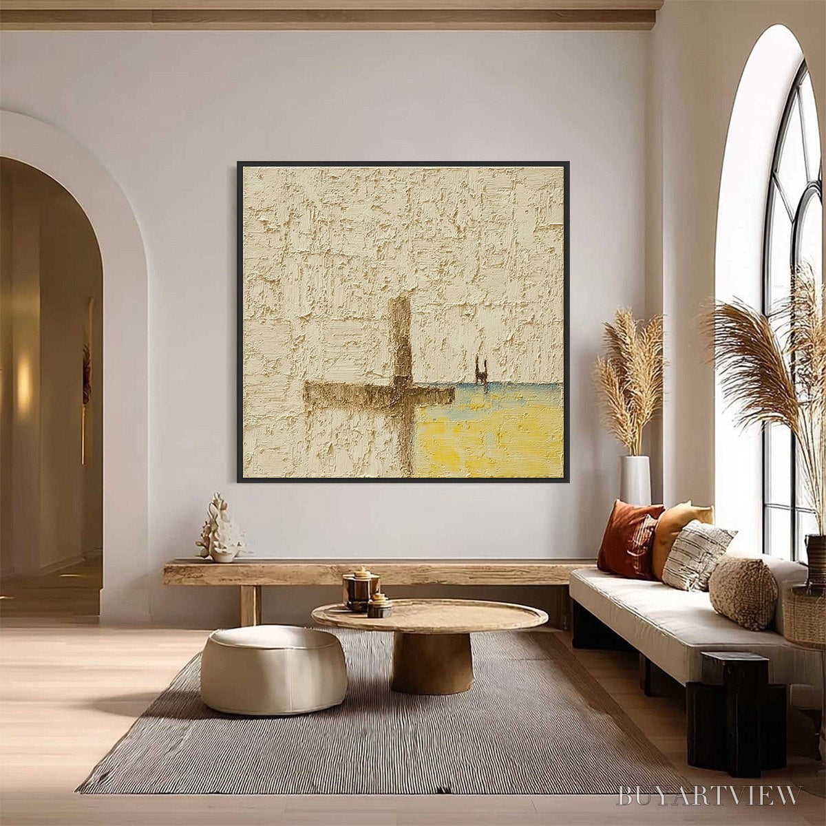 ARTOVITAS Coastal Vespers – Textured Wabi Sabi Abstract Beach Painting - image 2