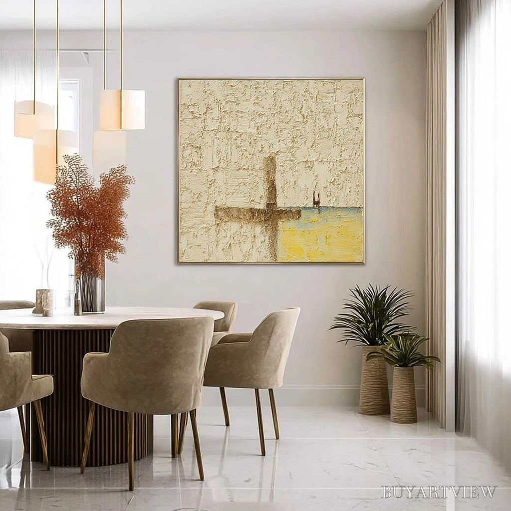 ARTOVITAS Coastal Vespers – Textured Wabi Sabi Abstract Beach Painting - image 4