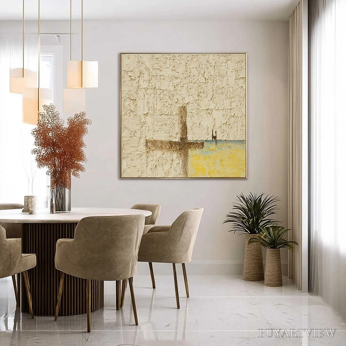 ARTOVITAS Coastal Vespers – Textured Wabi Sabi Abstract Beach Painting - image 4