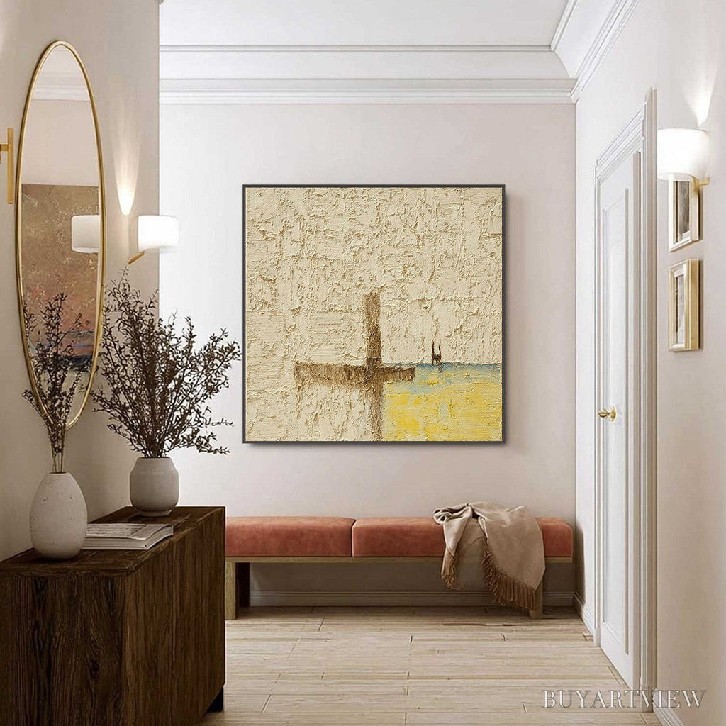 ARTOVITAS Coastal Vespers – Textured Wabi Sabi Abstract Beach Painting - image 6