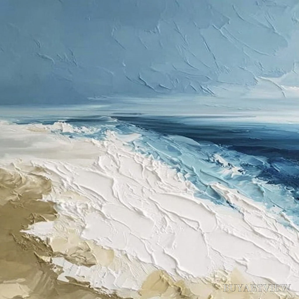 ARTOVITAS Coastal Serenity – Large Textured Impasto Seascape Oil Painting - image 3