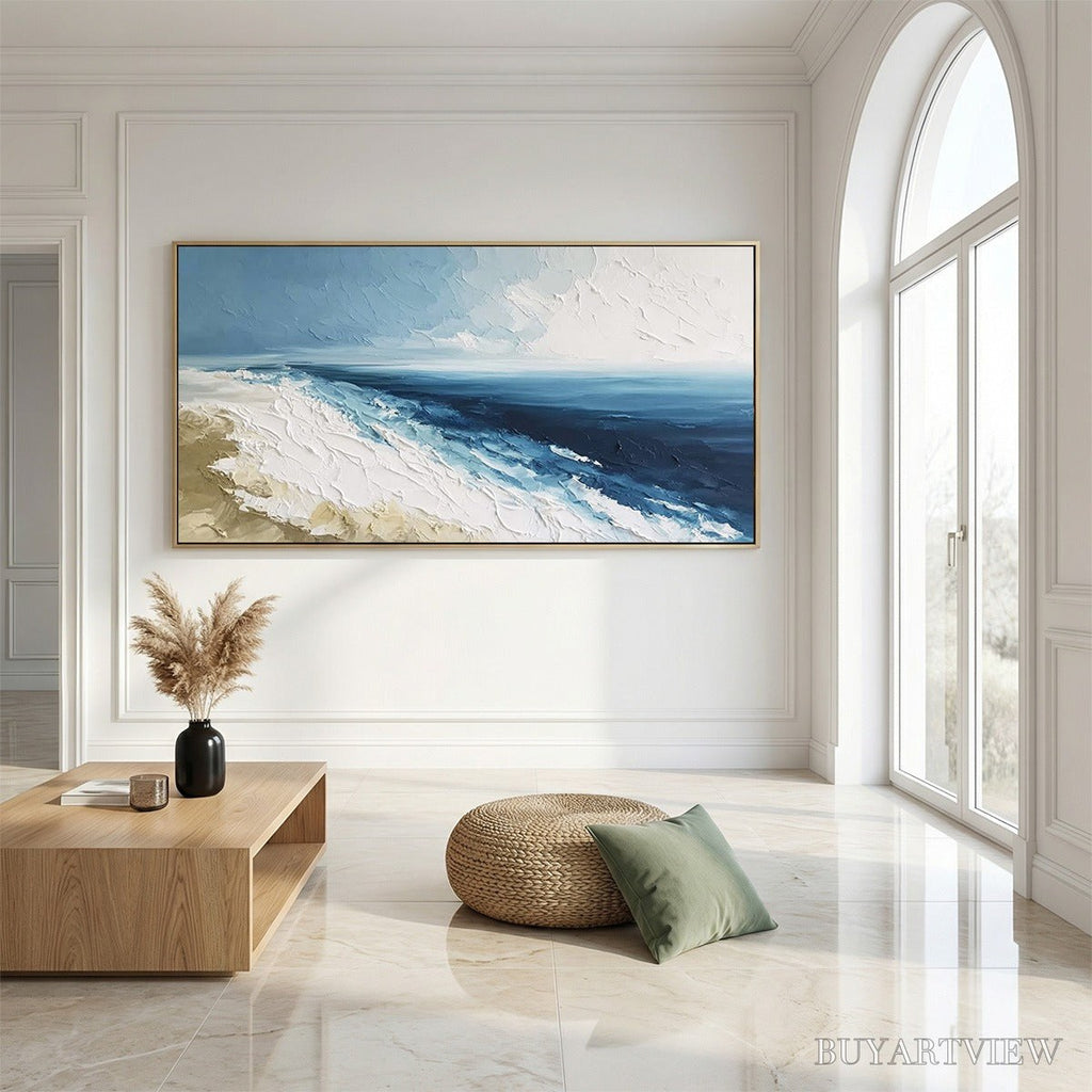 ARTOVITAS Coastal Serenity – Large Textured Impasto Seascape Oil Painting - image 4