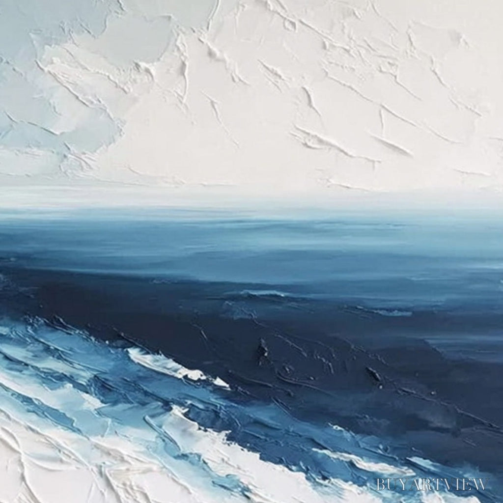 ARTOVITAS Coastal Serenity – Large Textured Impasto Seascape Oil Painting - image 5