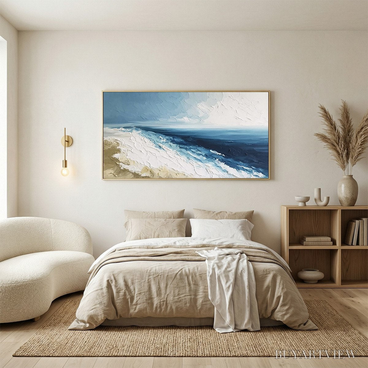 ARTOVITAS Coastal Serenity – Large Textured Impasto Seascape Oil Painting - image 6