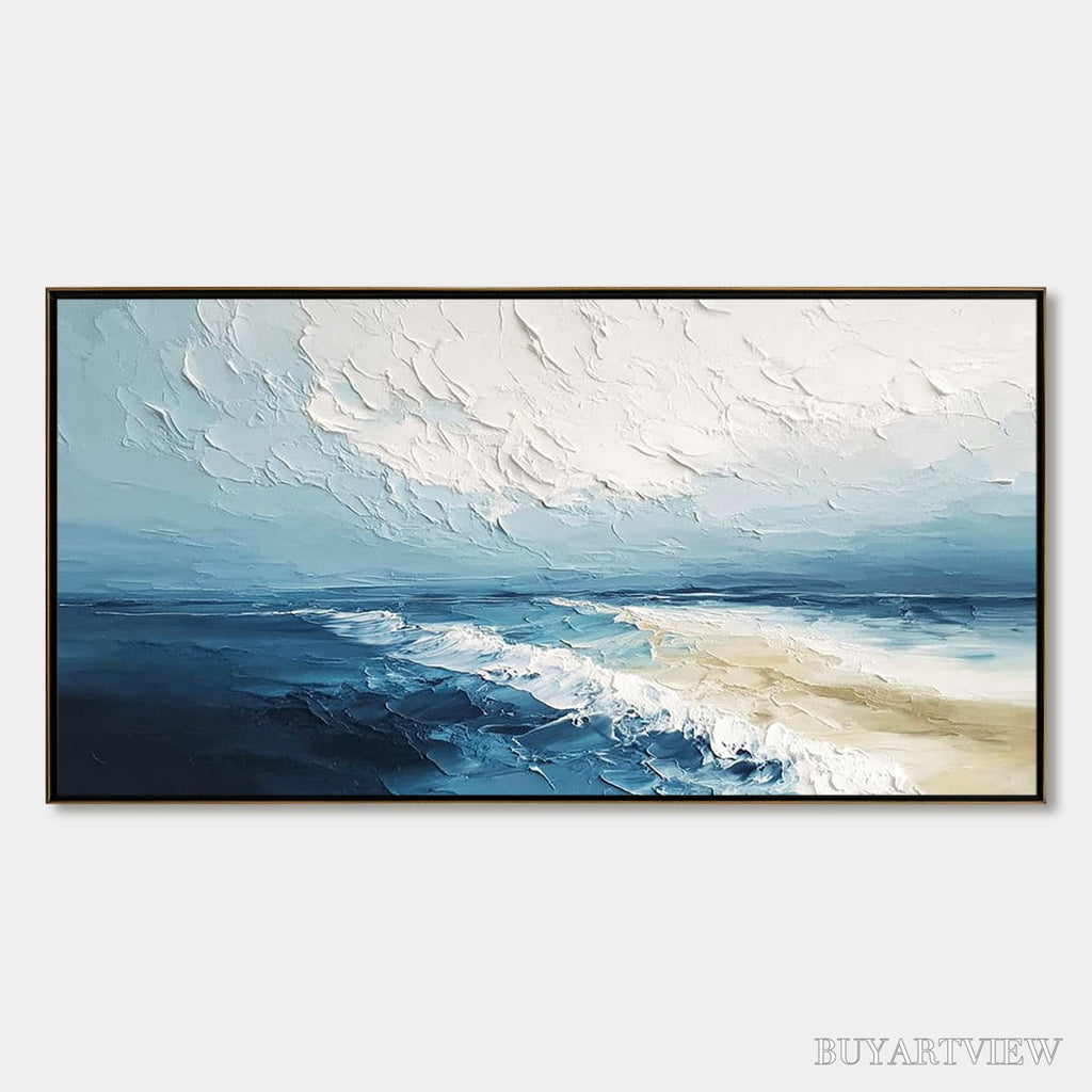 ARTOVITAS Tidal Whisper – Textured Impasto Coastal Seascape Oil Painting - image 1