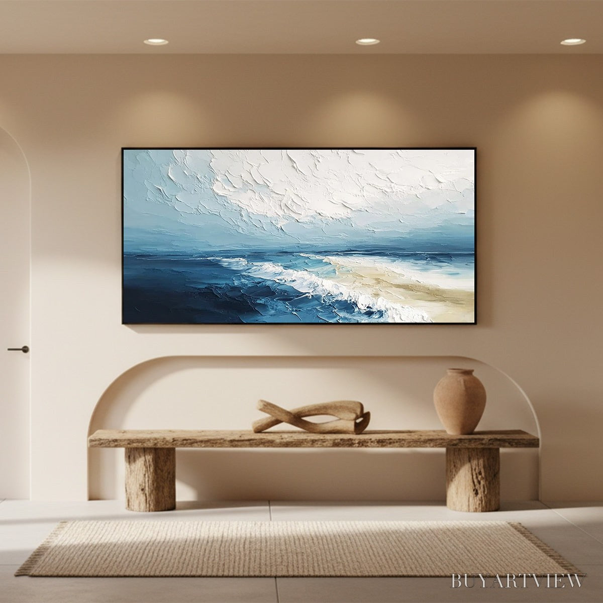 ARTOVITAS Tidal Whisper – Textured Impasto Coastal Seascape Oil Painting - image 2
