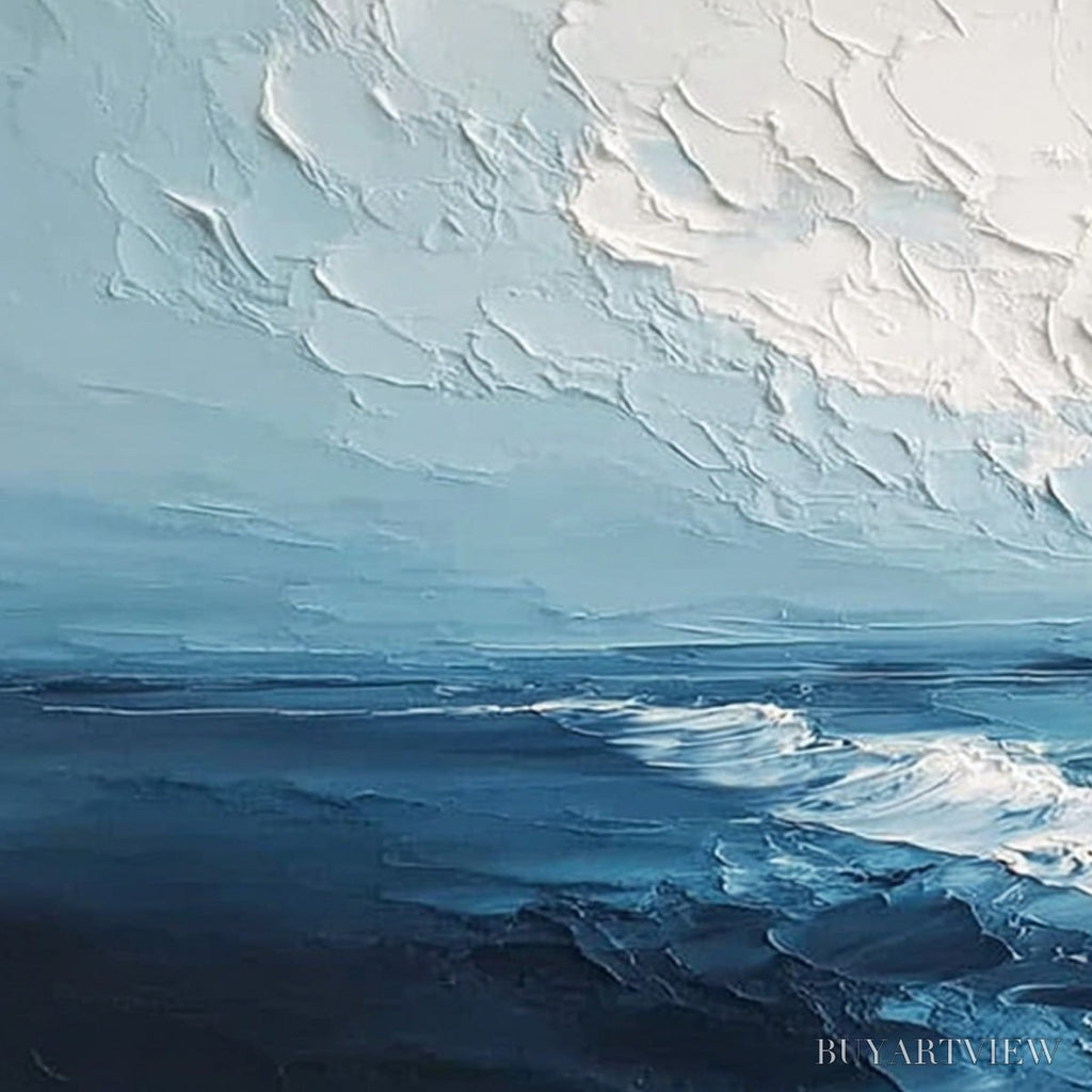 ARTOVITAS Tidal Whisper – Textured Impasto Coastal Seascape Oil Painting - image 3