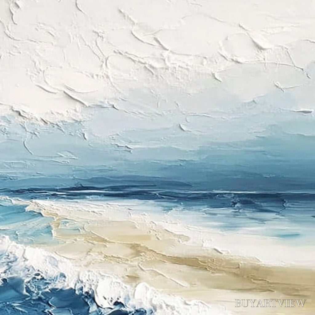 ARTOVITAS Tidal Whisper – Textured Impasto Coastal Seascape Oil Painting - image 5