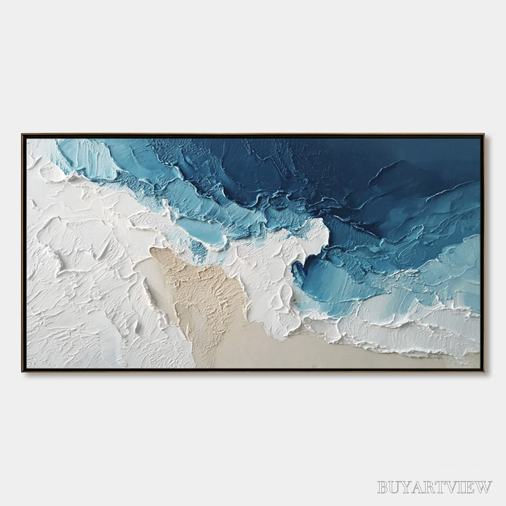 ARTOVITAS Ocean'S Embrace – Textured Abstract Coastal Seascape Painting - image 1