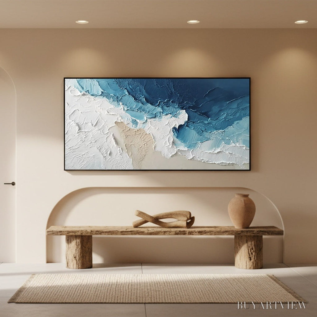 ARTOVITAS Ocean'S Embrace – Textured Abstract Coastal Seascape Painting - image 2