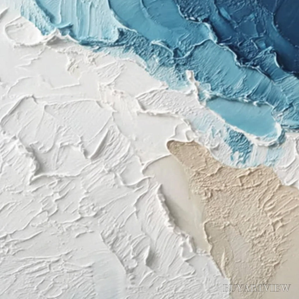 ARTOVITAS Ocean'S Embrace – Textured Abstract Coastal Seascape Painting - image 3