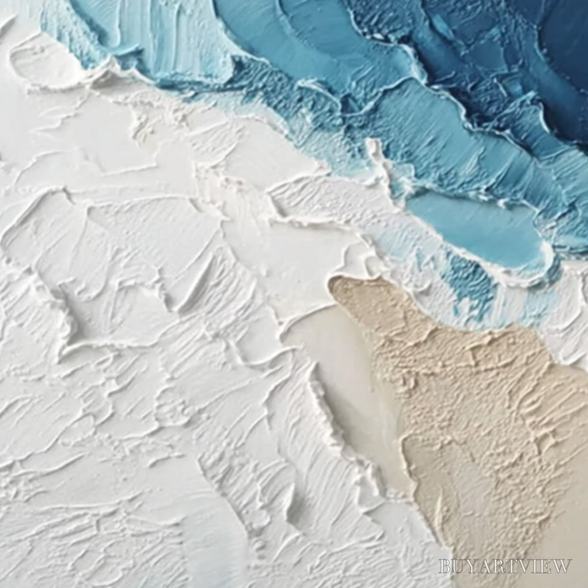 ARTOVITAS Ocean'S Embrace – Textured Abstract Coastal Seascape Painting - image 3