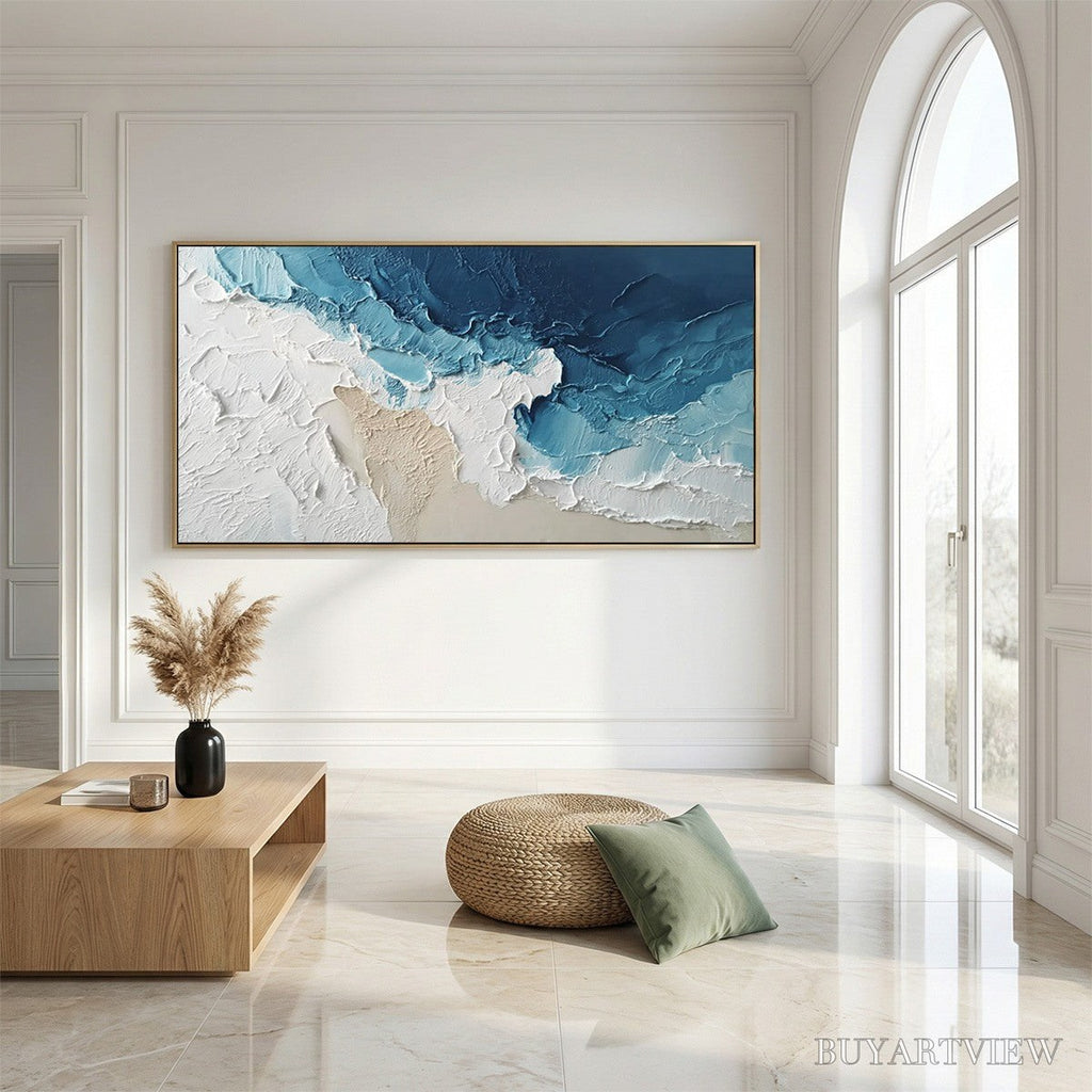 ARTOVITAS Ocean'S Embrace – Textured Abstract Coastal Seascape Painting - image 4