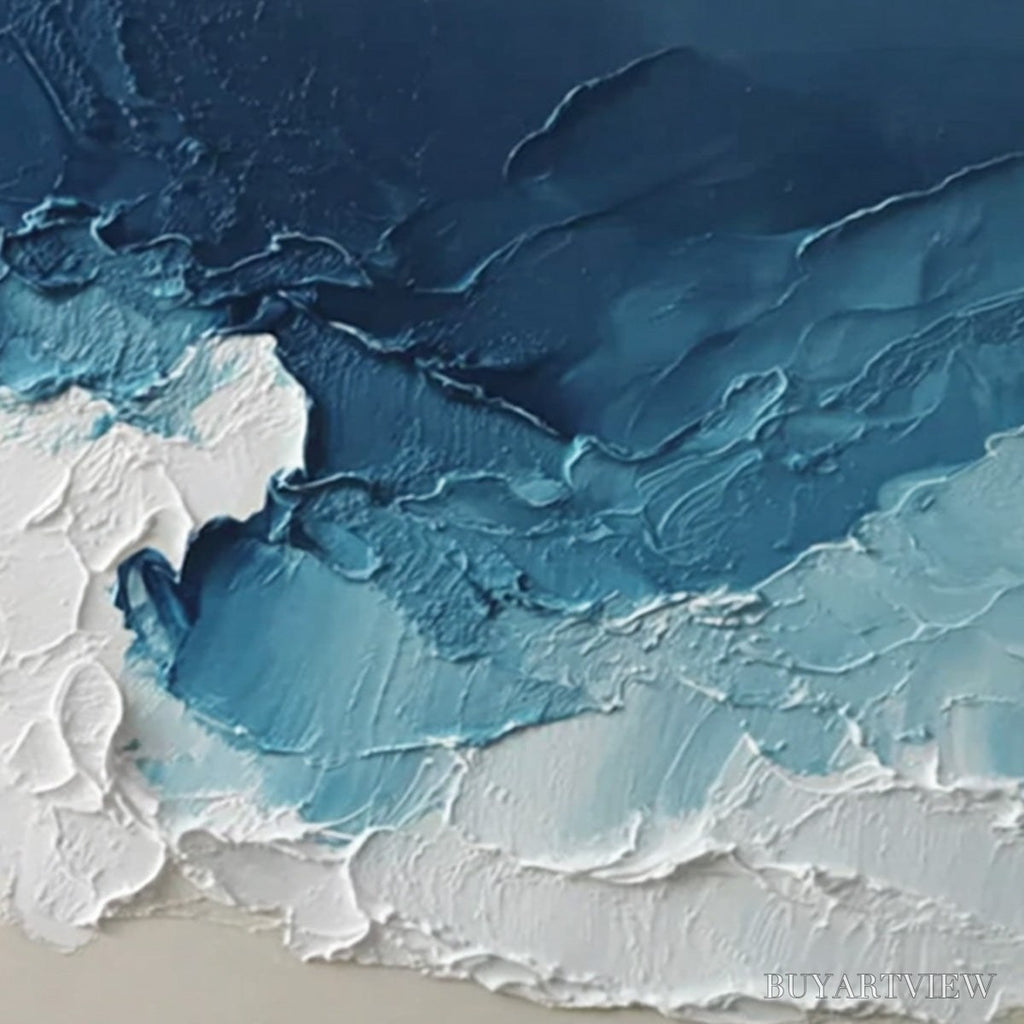 ARTOVITAS Ocean'S Embrace – Textured Abstract Coastal Seascape Painting - image 5