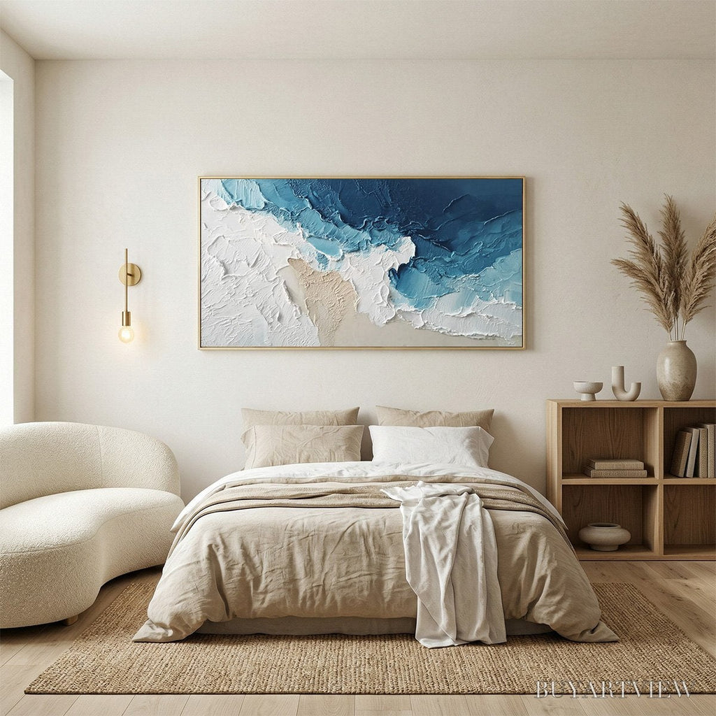 ARTOVITAS Ocean'S Embrace – Textured Abstract Coastal Seascape Painting - image 6