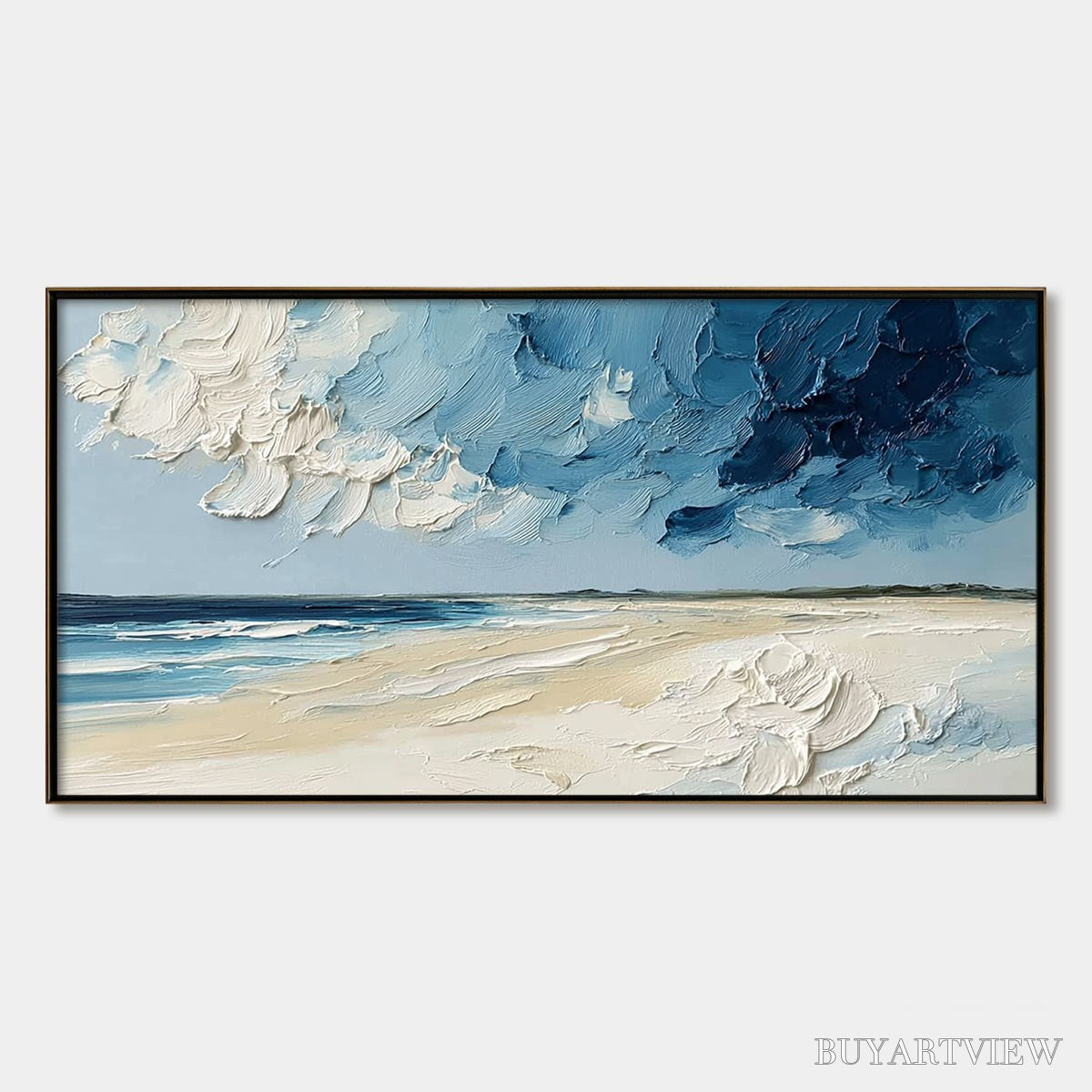 ARTOVITAS Horizon'S Breath – Textured Impasto Coastal Landscape Oil Painting - image 1