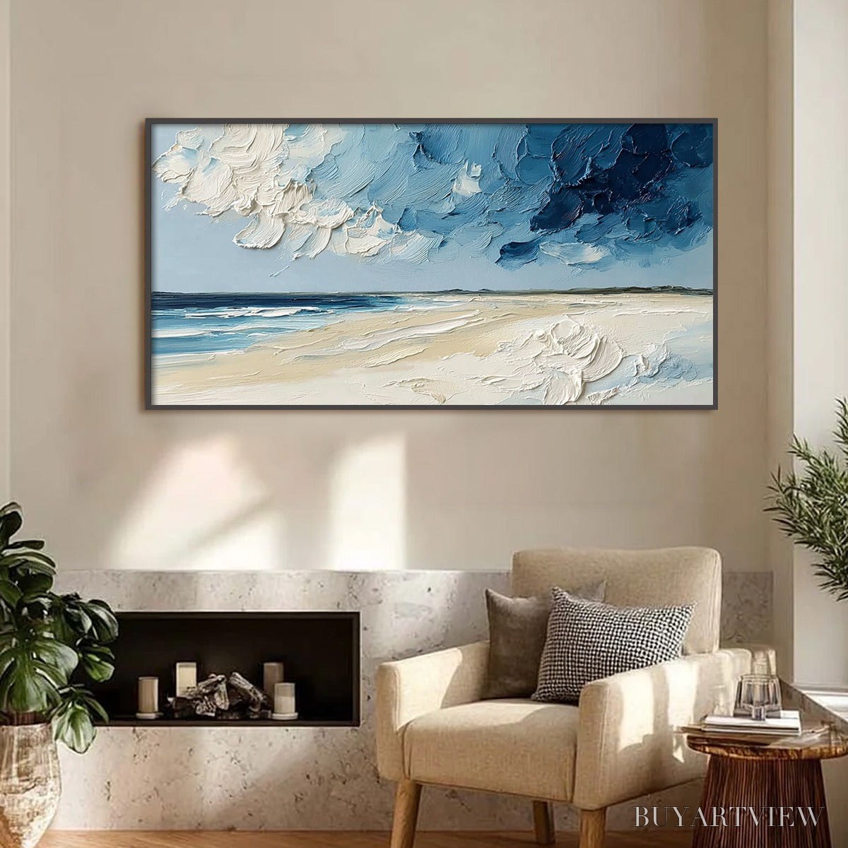 ARTOVITAS Horizon'S Breath – Textured Impasto Coastal Landscape Oil Painting - image 2