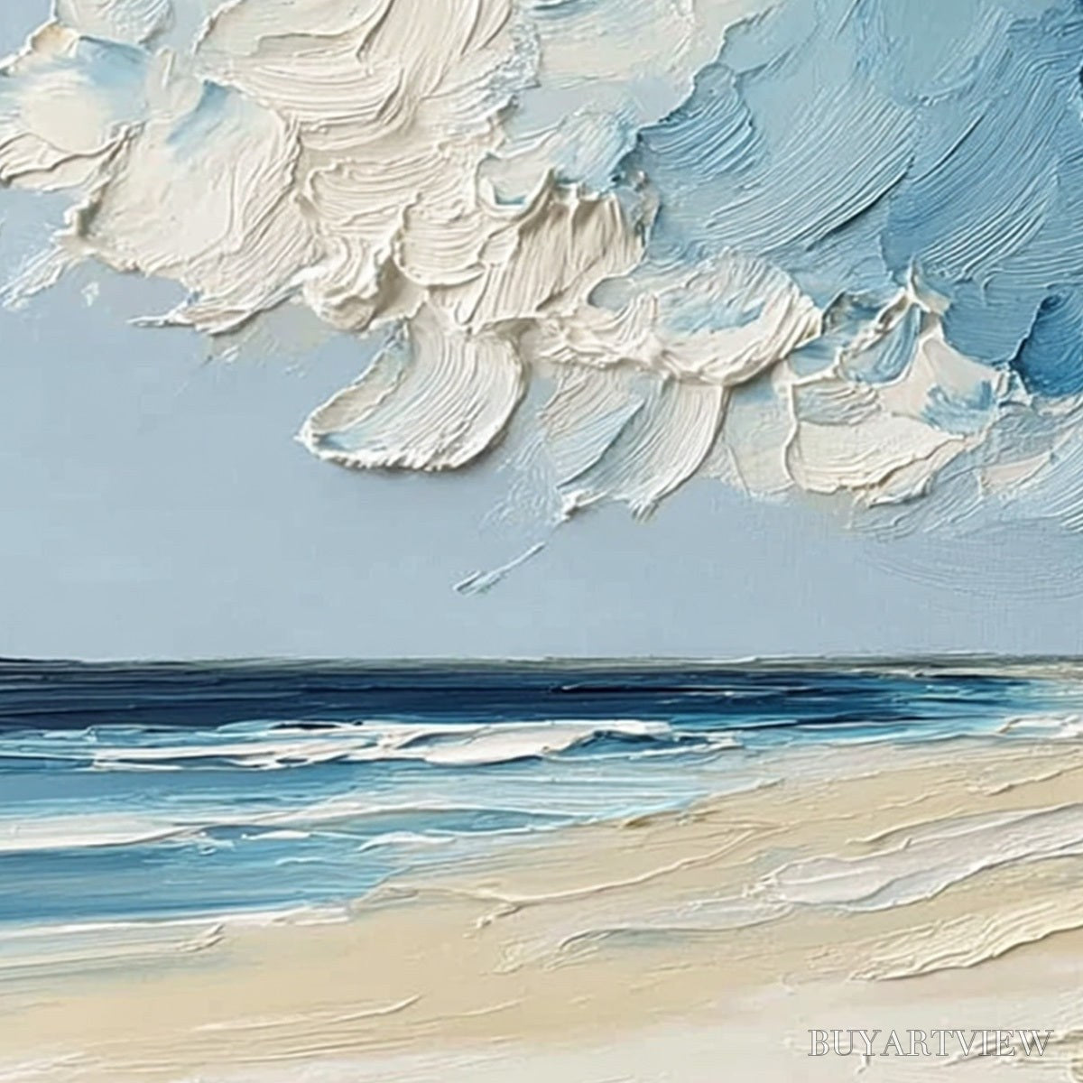 ARTOVITAS Horizon'S Breath – Textured Impasto Coastal Landscape Oil Painting - image 3