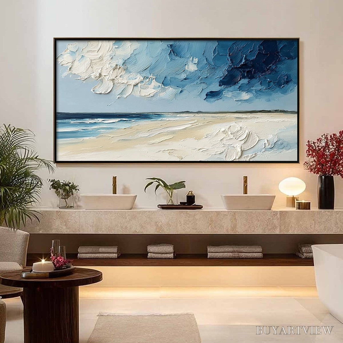 ARTOVITAS Horizon'S Breath – Textured Impasto Coastal Landscape Oil Painting - image 4