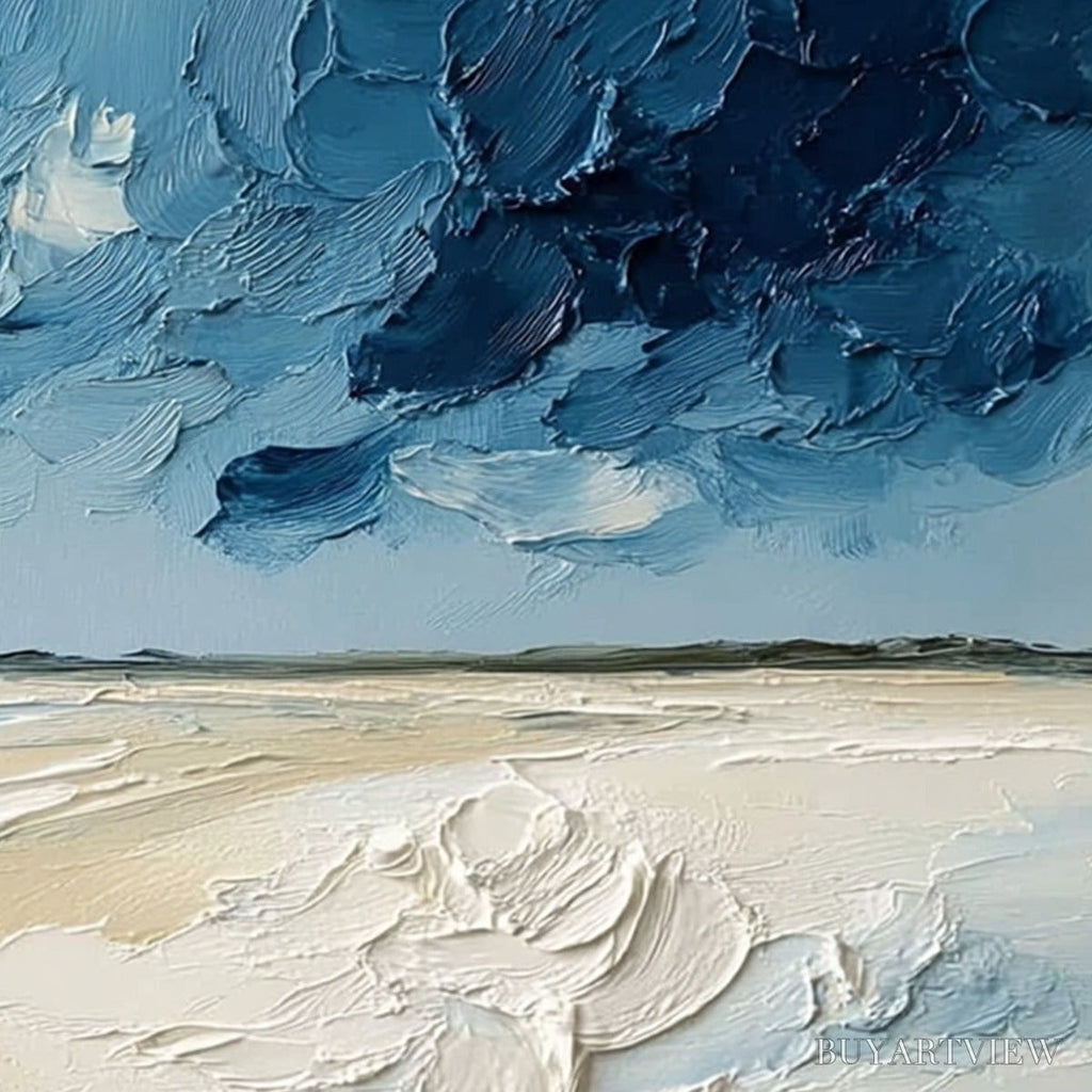 ARTOVITAS Horizon'S Breath – Textured Impasto Coastal Landscape Oil Painting - image 5