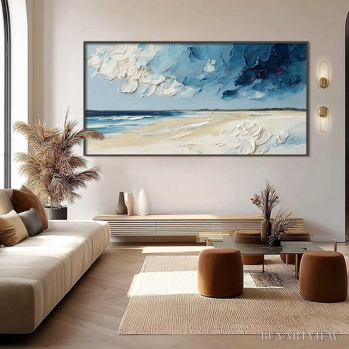 ARTOVITAS Horizon'S Breath – Textured Impasto Coastal Landscape Oil Painting - image 6