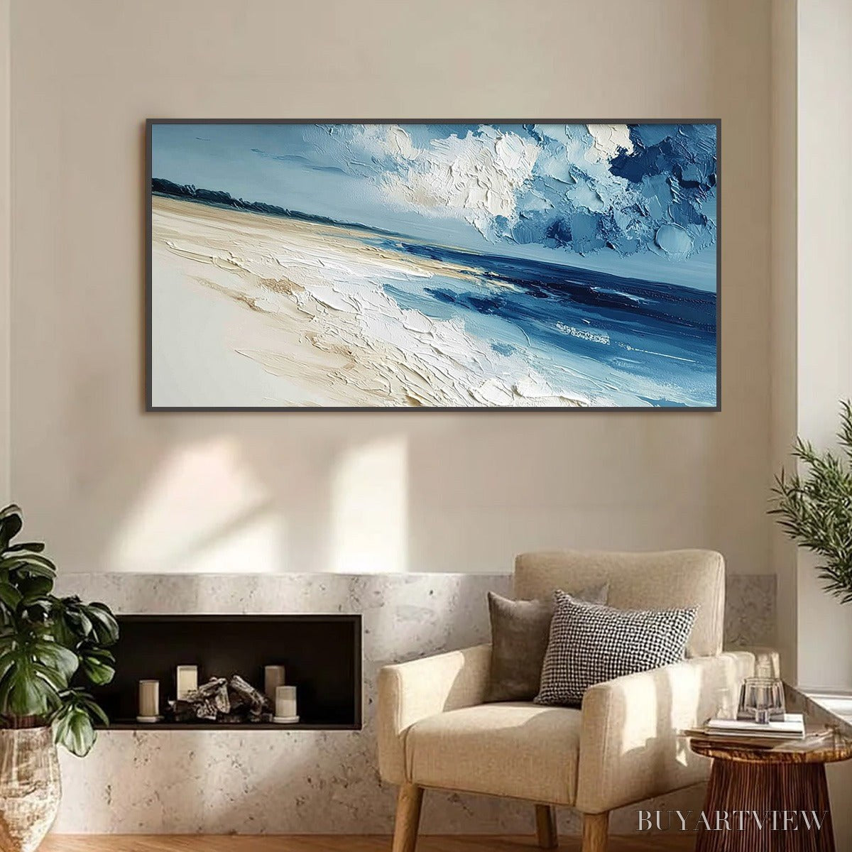 ARTOVITAS Tidal Whisper – Textured Impasto Seascape Oil Painting for Coastal Decor - image 2